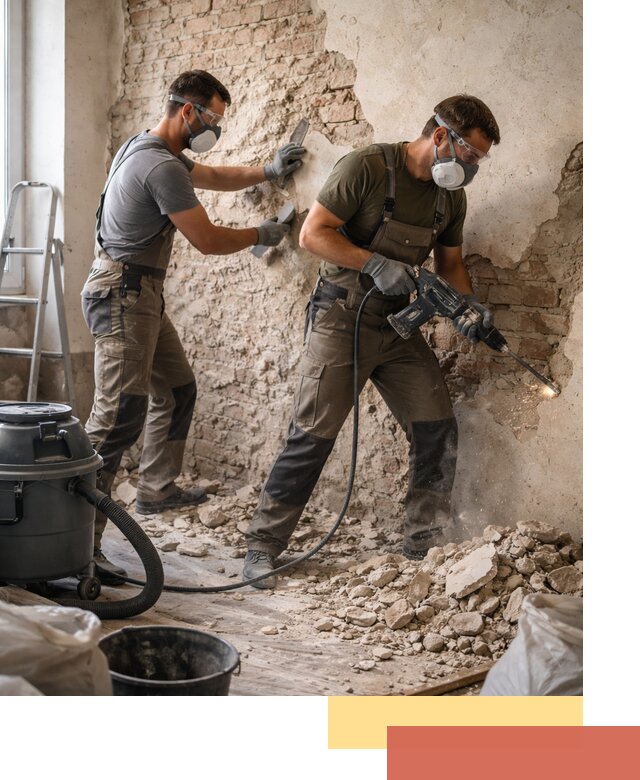 Демонтаж штукатурки со стен в Рубцовске быстро и аккуратно