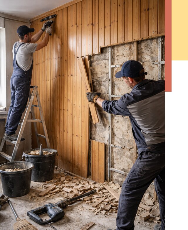 Демонтаж вагонки со стен в Рубцовске от 1466 руб. — снятие, удаление, срочно | ОТДЕЛОЧНИК-Рбц