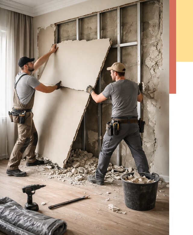 Демонтаж гипсокартона со стен в Рубцовске от 354 руб. — услуги демонтажа | ОТДЕЛОЧНИК-Рбц