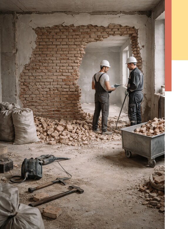 Демонтаж кирпичных стен в Рубцовске от 4247 руб. — быстро, недорого, под ключ | ОТДЕЛОЧНИК-Рбц