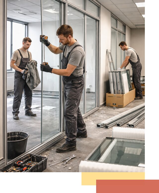 Демонтаж стеклянных перегородок в Рубцовске быстро и безопасно