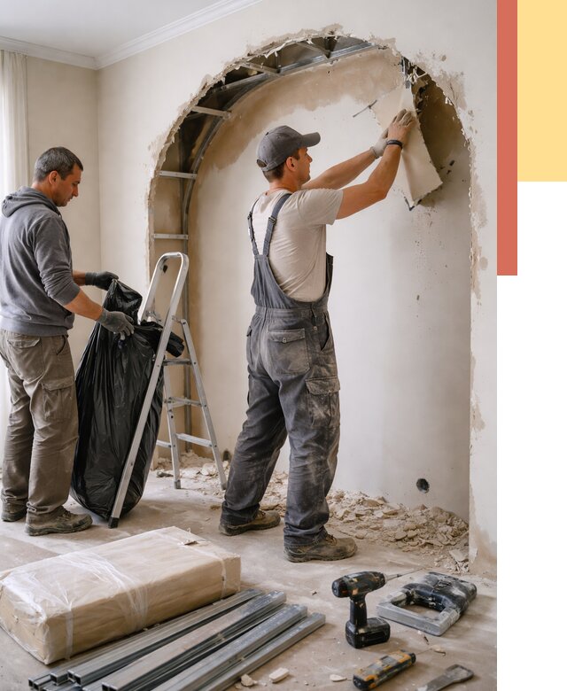 Демонтаж арки из гипсокартона в Рубцовске от 3540 руб. — услуги под ключ | ОТДЕЛОЧНИК-Рбц