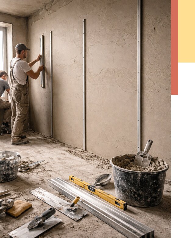 Штукатурка стен по маякам в Рубцовске от 5562 руб./м² — выравнивание под ключ | ОТДЕЛОЧНИК-Рбц