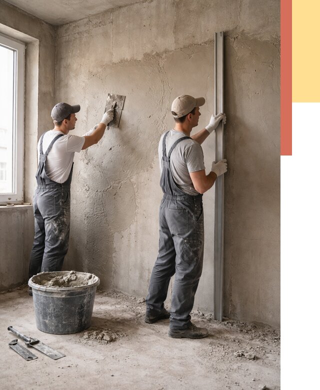 Штукатурка бетонных стен в Рубцовске от 4551 руб/м² — качественно и быстро | ОТДЕЛОЧНИК-Рбц