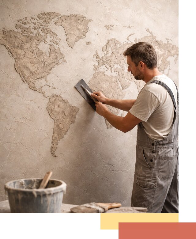 Декоративная штукатурка «Карта мира» под ключ в Рубцовске