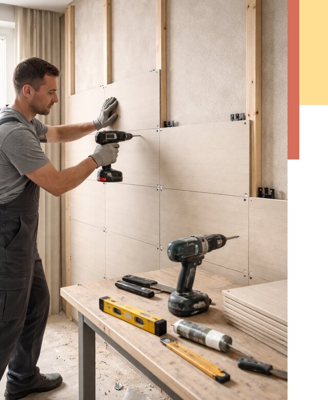 Монтаж МДФ панелей на стены в Рубцовске от 1264 руб. под ключ | ОТДЕЛОЧНИК-Рбц