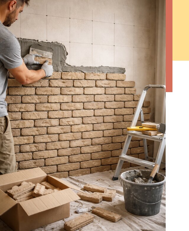 Монтаж декоративного кирпича в Рубцовске от 3236 руб./м² — быстро и недорого | ОТДЕЛОЧНИК-Рбц