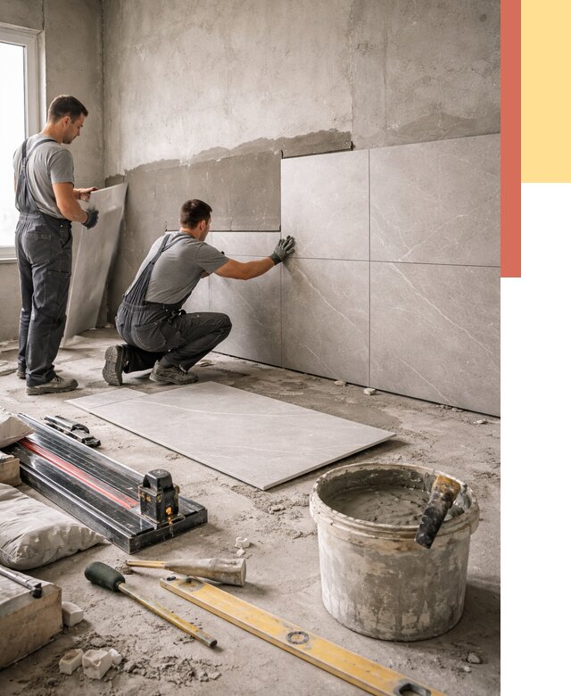 Облицовка стен керамогранитом в Рубцовске от 4247 руб./м² — услуги под ключ | ОТДЕЛОЧНИК-Рбц