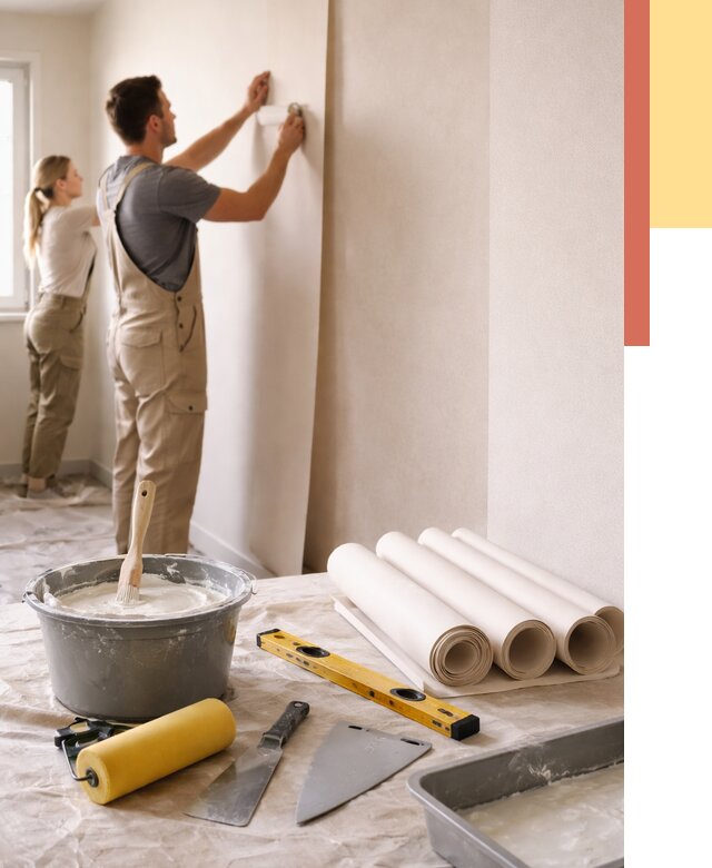 Поклейка бумажных обоев в Рубцовске от 5562 руб./м2 — быстро и недорого | ОТДЕЛОЧНИК-Рбц