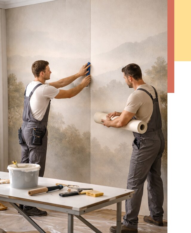 Поклейка фотообоев в Рубцовске от 8596 руб/м² — быстро и недорого | ОТДЕЛОЧНИК-Рбц