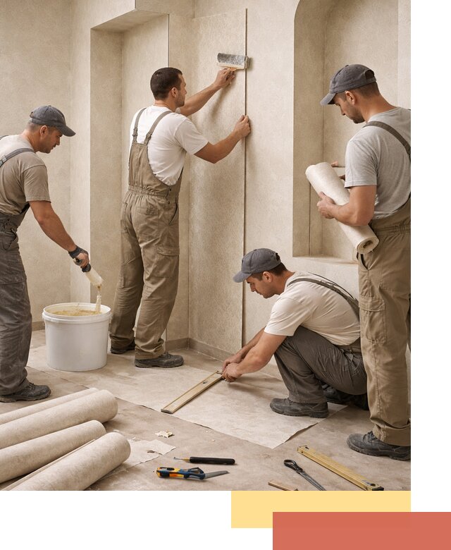 Поклейка обоев на сложные стены и неровные поверхности в Рубцовске