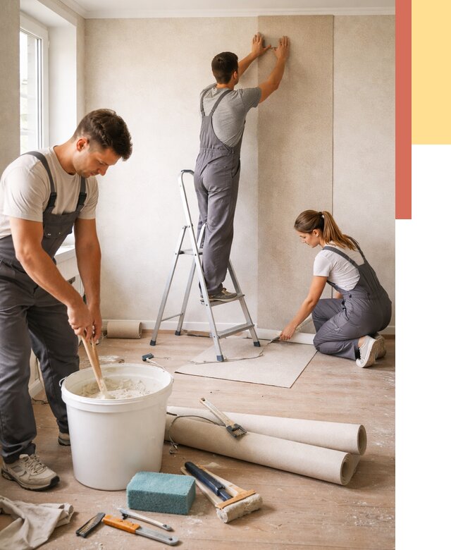 Оклейка стен обоями в Рубцовске от 3540 руб/м2 — быстро и недорого | ОТДЕЛОЧНИК-Рбц