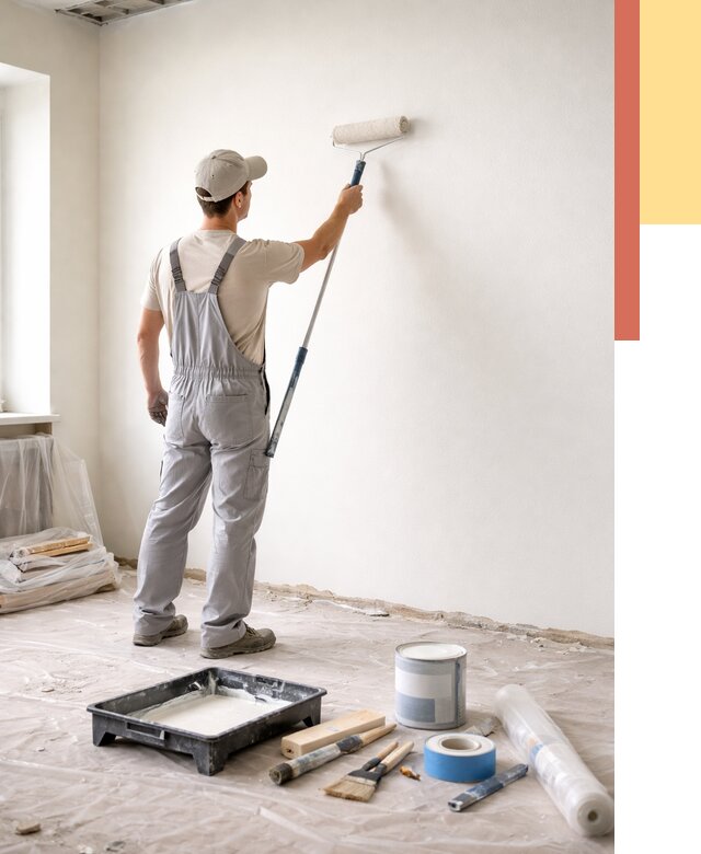 Покраска стен водоэмульсионной краской в Рубцовске от 455 руб. за м² | ОТДЕЛОЧНИК-Рбц