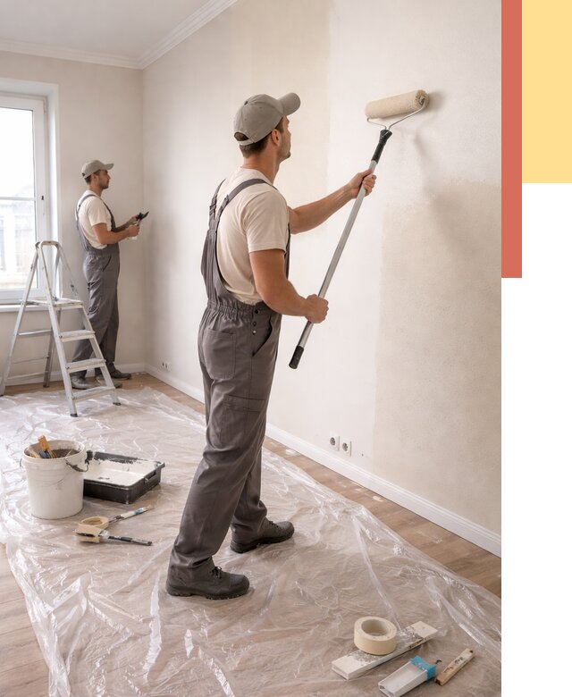 Покраска стен акриловой краской в Рубцовске от 3540 руб./м² — быстро и недорого | ОТДЕЛОЧНИК-Рбц