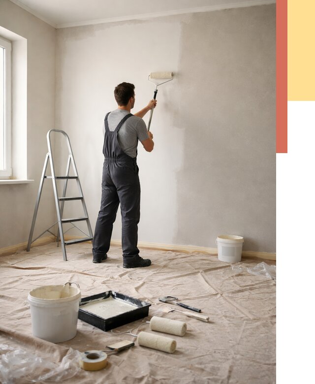 Покраска стен моющейся краской в Рубцовске от 354 руб./м² — быстро и недорого | ОТДЕЛОЧНИК-Рбц