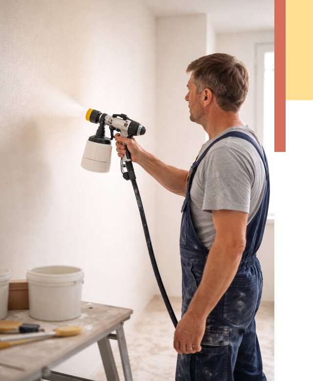 Покраска стен краскопультом в Рубцовске от 7585 руб. — механизированная покраска | ОТДЕЛОЧНИК-Рбц