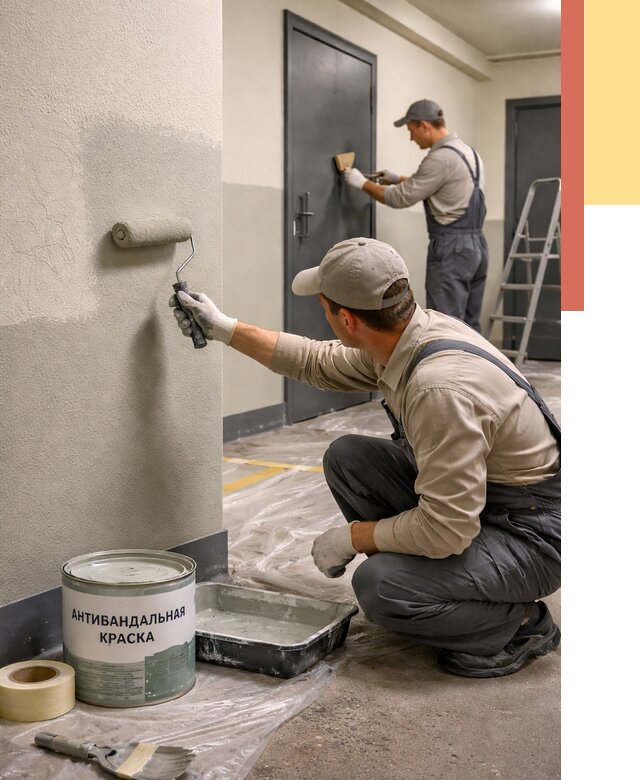 Покраска стен антивандальной краской в Рубцовске от 4551 руб./м² под ключ | ОТДЕЛОЧНИК-Рбц