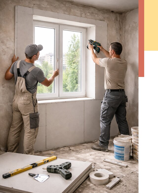 Монтаж откосов из гипсокартона в Рубцовске от 4551 руб. под ключ | ОТДЕЛОЧНИК-Рбц