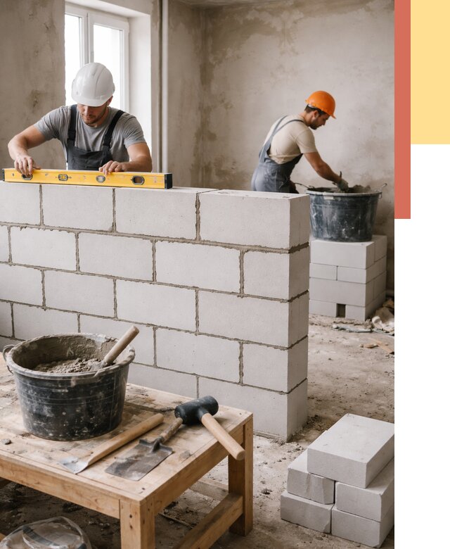 Кладка перегородок из газобетона в Рубцовске от 3236 руб. под ключ | ОТДЕЛОЧНИК-Рбц