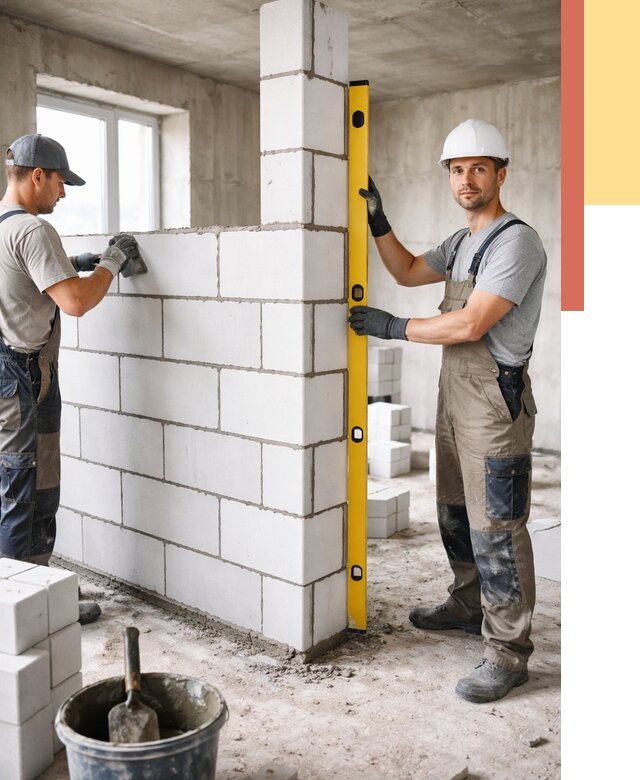 Кладка перегородок из пеноблока в Рубцовске от 1820 руб. под ключ | ОТДЕЛОЧНИК-Рбц