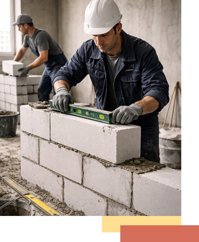 Кладка перегородок из пеноблока под ключ в Рубцовске