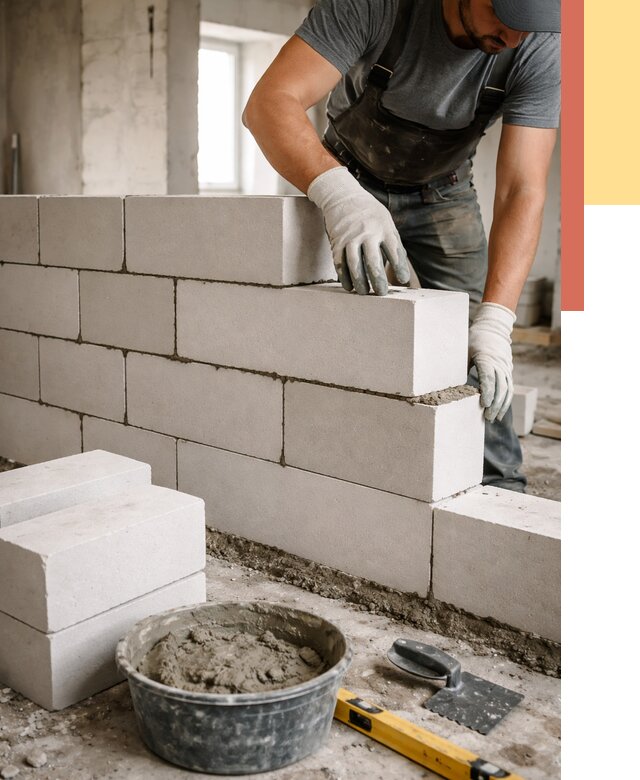 Кладка перегородок из силикатного блока в Рубцовске от 4045 руб. под ключ | ОТДЕЛОЧНИК-Рбц