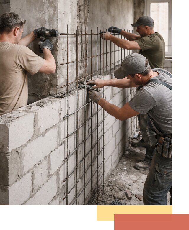 Армирование кладки перегородок в Рубцовске профессионально и надёжно