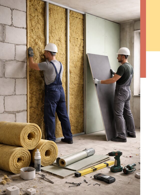 Шумоизоляция перегородок из блоков в Рубцовске от 1871 руб./м² — быстро и недорого | ОТДЕЛОЧНИК-Рбц