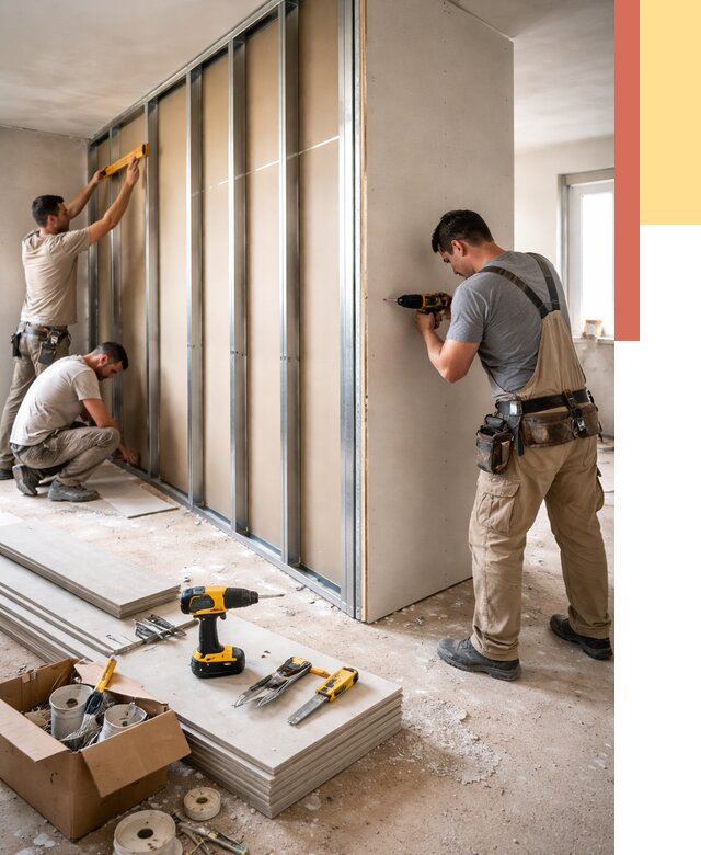 Монтаж однослойной перегородки из гипсокартона в Рубцовске от 657 руб. | ОТДЕЛОЧНИК-Рбц