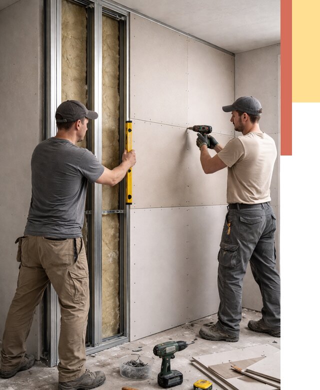 Монтаж двухслойной перегородки из гипсокартона в Рубцовске от 1466 руб. | ОТДЕЛОЧНИК-Рбц