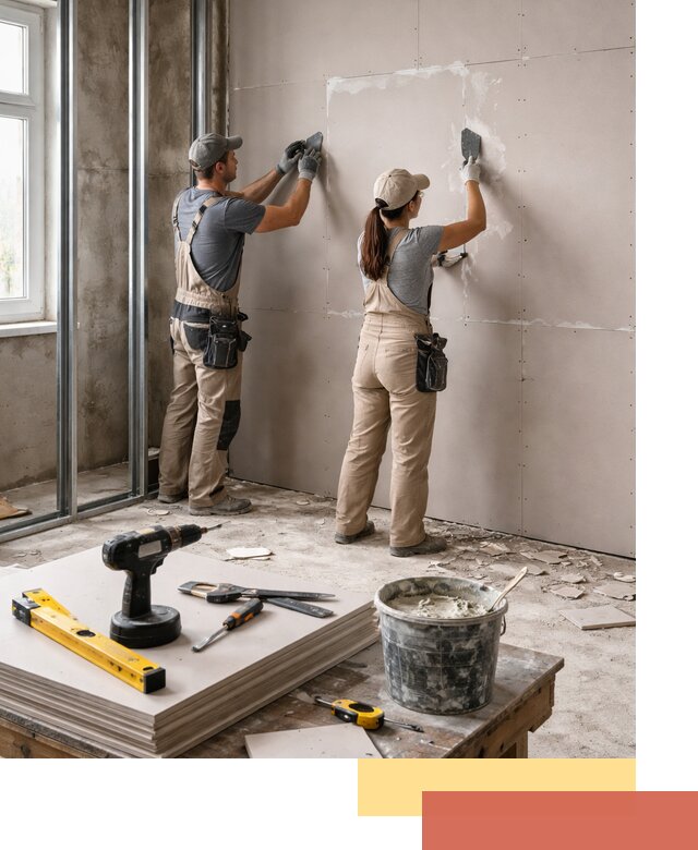 Монтаж двухслойной перегородки из гипсокартона в Рубцовске