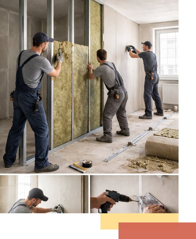 Перегородка из гипсокартона с шумоизоляцией в Рубцовске — монтаж под ключ