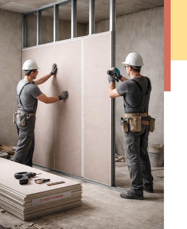 Перегородка из огнестойкого гипсокартона в Рубцовске от 1871 руб. под ключ | ОТДЕЛОЧНИК-Рбц