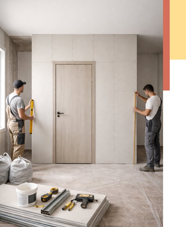 Перегородка из гипсокартона с дверью в Рубцовске от 4551 руб. под ключ | ОТДЕЛОЧНИК-Рбц