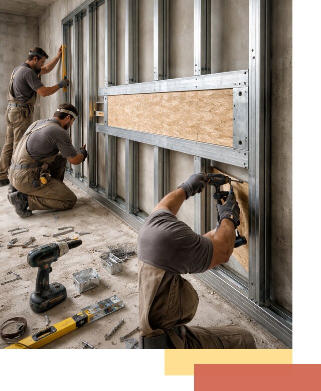 Усиленная перегородка для крепления тяжёлых конструкций в Рубцовске