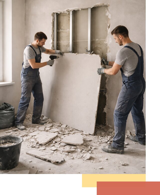 Демонтаж перегородки из гипсокартона в Рубцовске быстрый и аккуратный