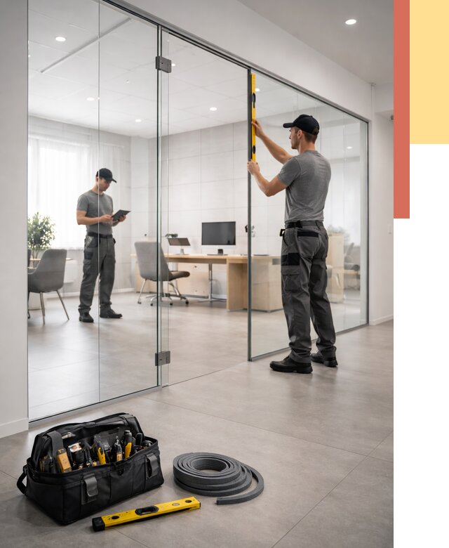 Цельностеклянные перегородки под ключ в Рубцовске от 9607 руб. — монтаж и цены | ОТДЕЛОЧНИК-Рбц