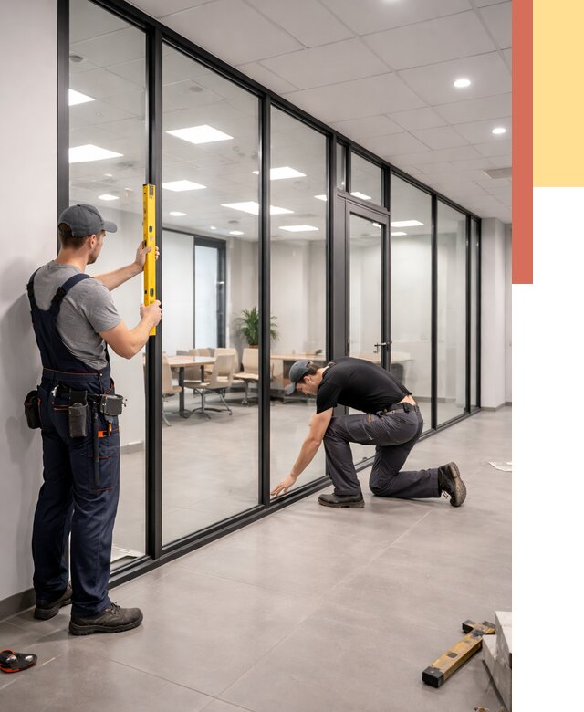 Каркасные стеклянные перегородки в Рубцовске под ключ от 9304 руб. | ОТДЕЛОЧНИК-Рбц