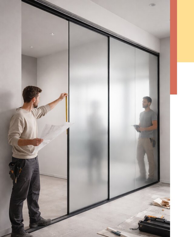 Матовые стеклянные перегородки в Рубцовске от 8596 руб. — монтаж и установка | ОТДЕЛОЧНИК-Рбц