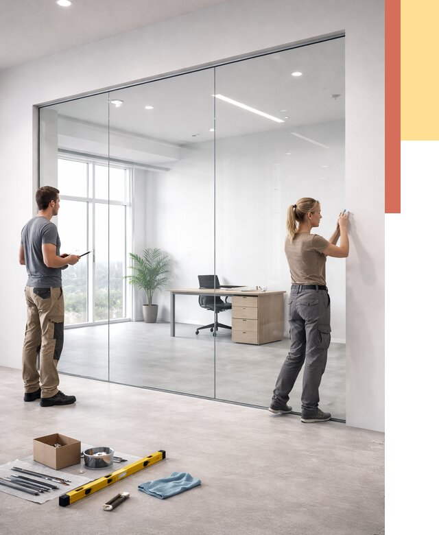 Перегородки из закаленного стекла в Рубцовске от 9607 руб. под ключ | ОТДЕЛОЧНИК-Рбц