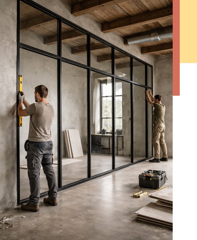 Стеклянные перегородки лофт в Рубцовске от 10619 руб. под ключ | ОТДЕЛОЧНИК-Рбц