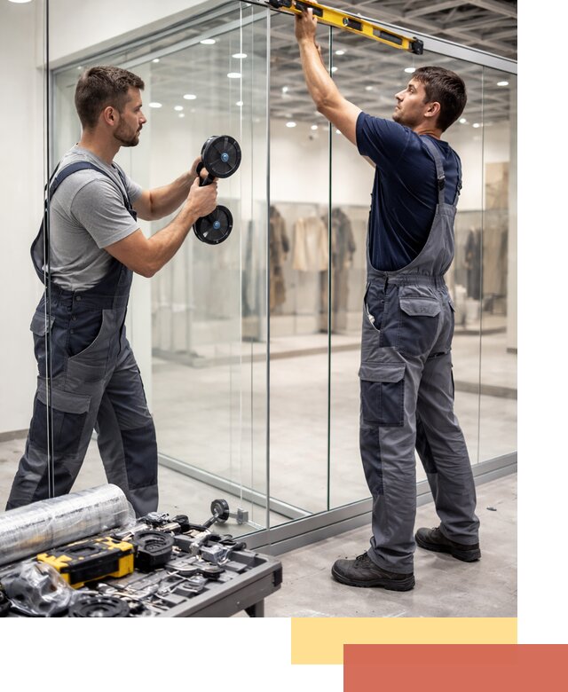 Стеклянные перегородки для магазинов в Рубцовске — монтаж и установка