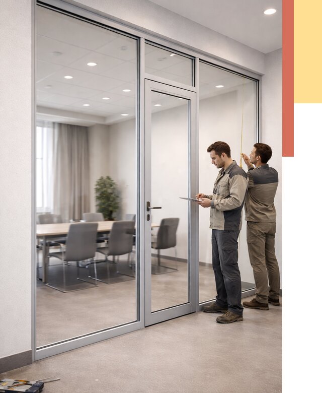 Установка и монтаж алюминиевых перегородок со стеклом в Рубцовске от 8293 руб. | ОТДЕЛОЧНИК-Рбц