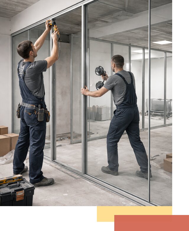 Алюминиевые перегородки со стеклом в Рубцовске — изготовление и монтаж