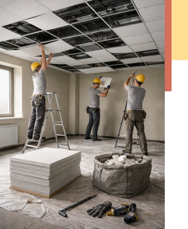 Демонтаж потолка Армстронг в Рубцовске от 4551 руб. быстро и недорого | ОТДЕЛОЧНИК-Рбц