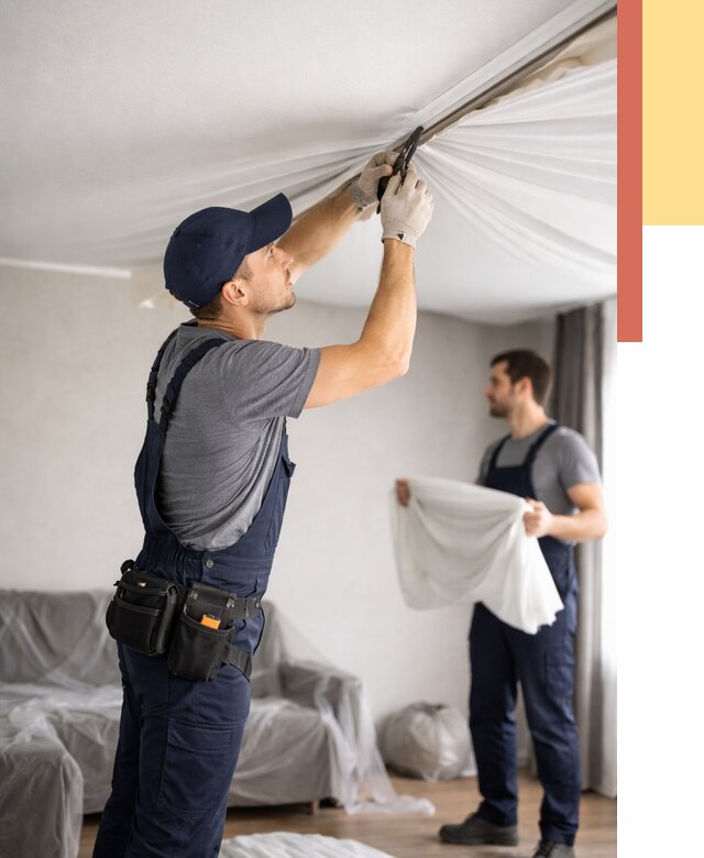 Демонтаж натяжного потолка в Рубцовске от 4551 руб. — снятие и разбор под ключ | ОТДЕЛОЧНИК-Рбц