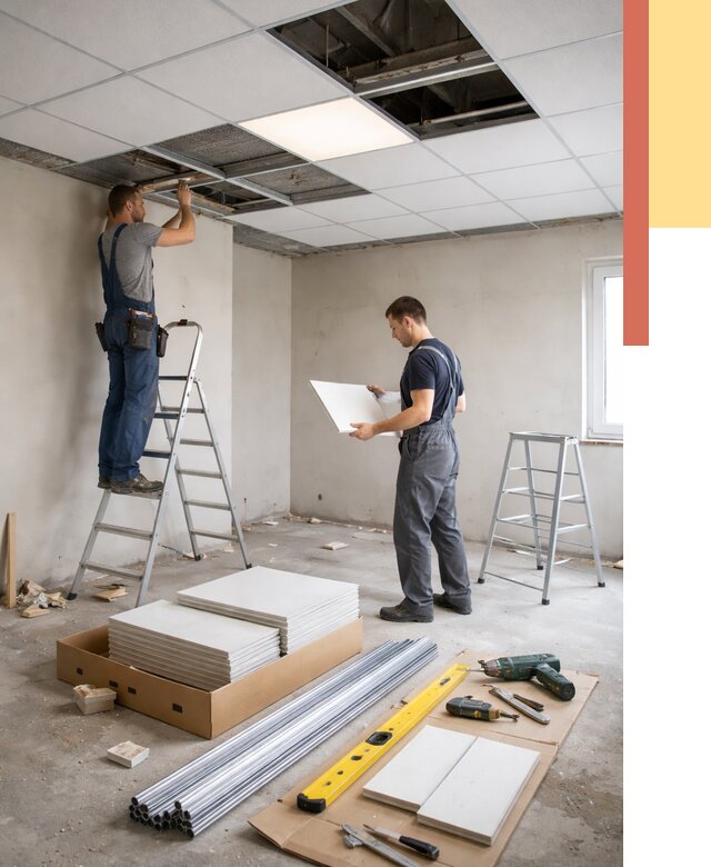 Монтаж потолка армстронг в Рубцовске от 4551 руб/м2 — быстрая установка под ключ | ОТДЕЛОЧНИК-Рбц