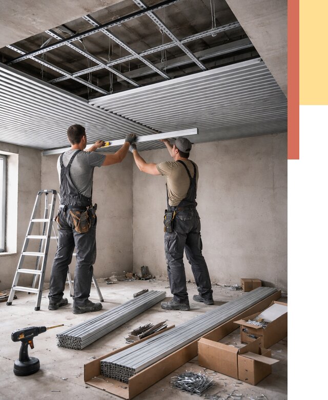 Монтаж реечного потолка в Рубцовске от 4551 руб. под ключ | ОТДЕЛОЧНИК-Рбц