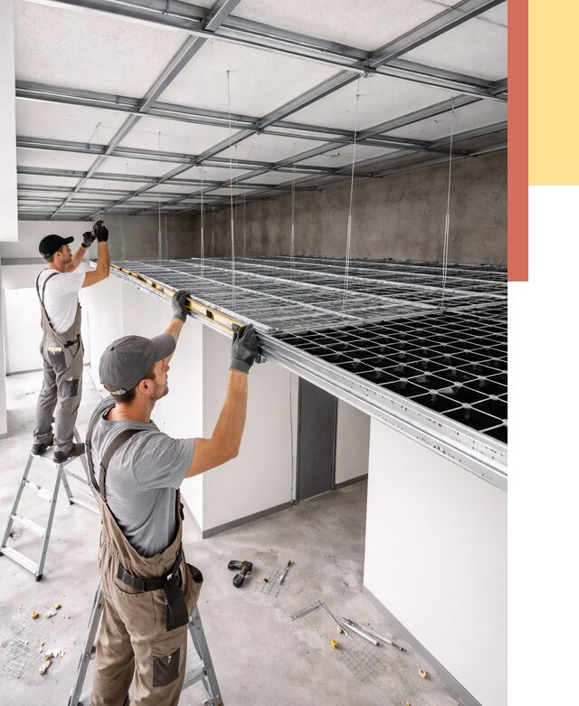 Монтаж потолка грильято в Рубцовске от 455 руб./м² — быстрая сборка под ключ | ОТДЕЛОЧНИК-Рбц