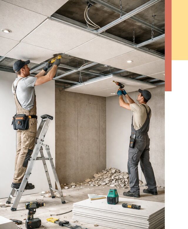 Монтаж акустического потолка в Рубцовске от 6573 руб/м2 — быстро и недорого | ОТДЕЛОЧНИК-Рбц